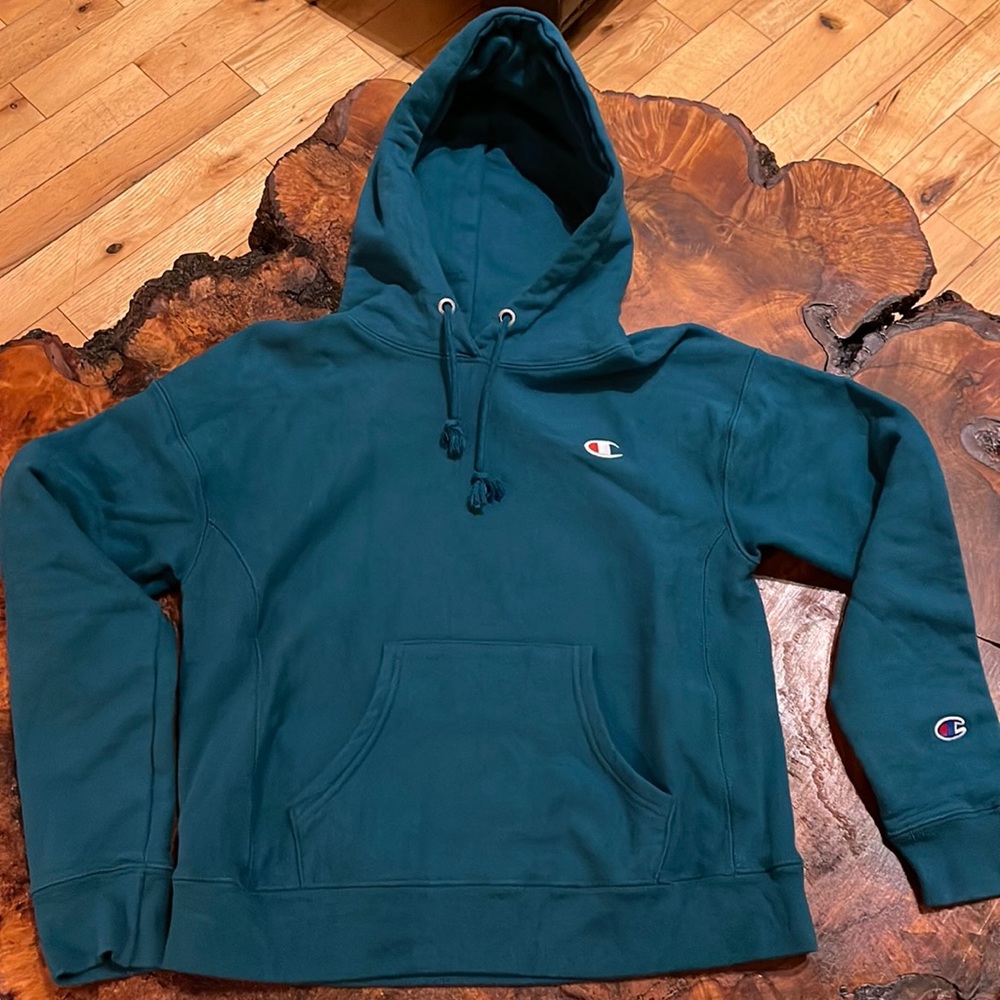 Champion blue-green hooded sweatshirt S